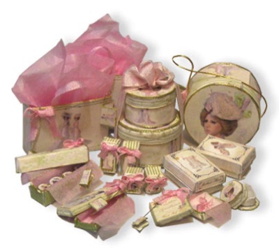DIY Doll house  miniature 1-24th scale DIY Paper pretty in pink dressing accessories kit|CATNCO