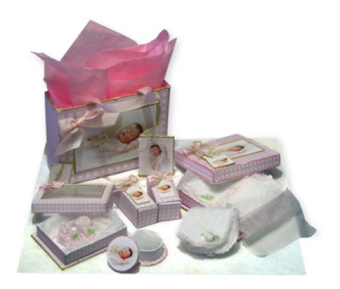 DIY Doll house  miniature 12th scale paper pink gingham nursery set kitCATNCO