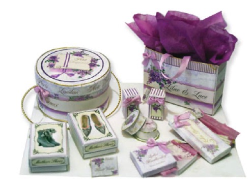 DIY Doll house  miniature 12th scale paper lilac and lace ladies dressing accessorie kits\CATNCO