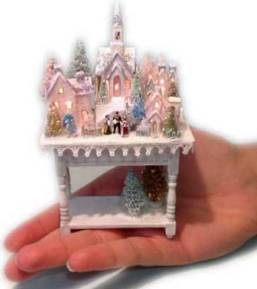 DIY Doll house  miniature 1-144 scale  Christmas village  with lights kit|CATNCO