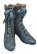 FVictorian lace-up doll boot pattern and kit in French blue suede with silk ties-CATNCO